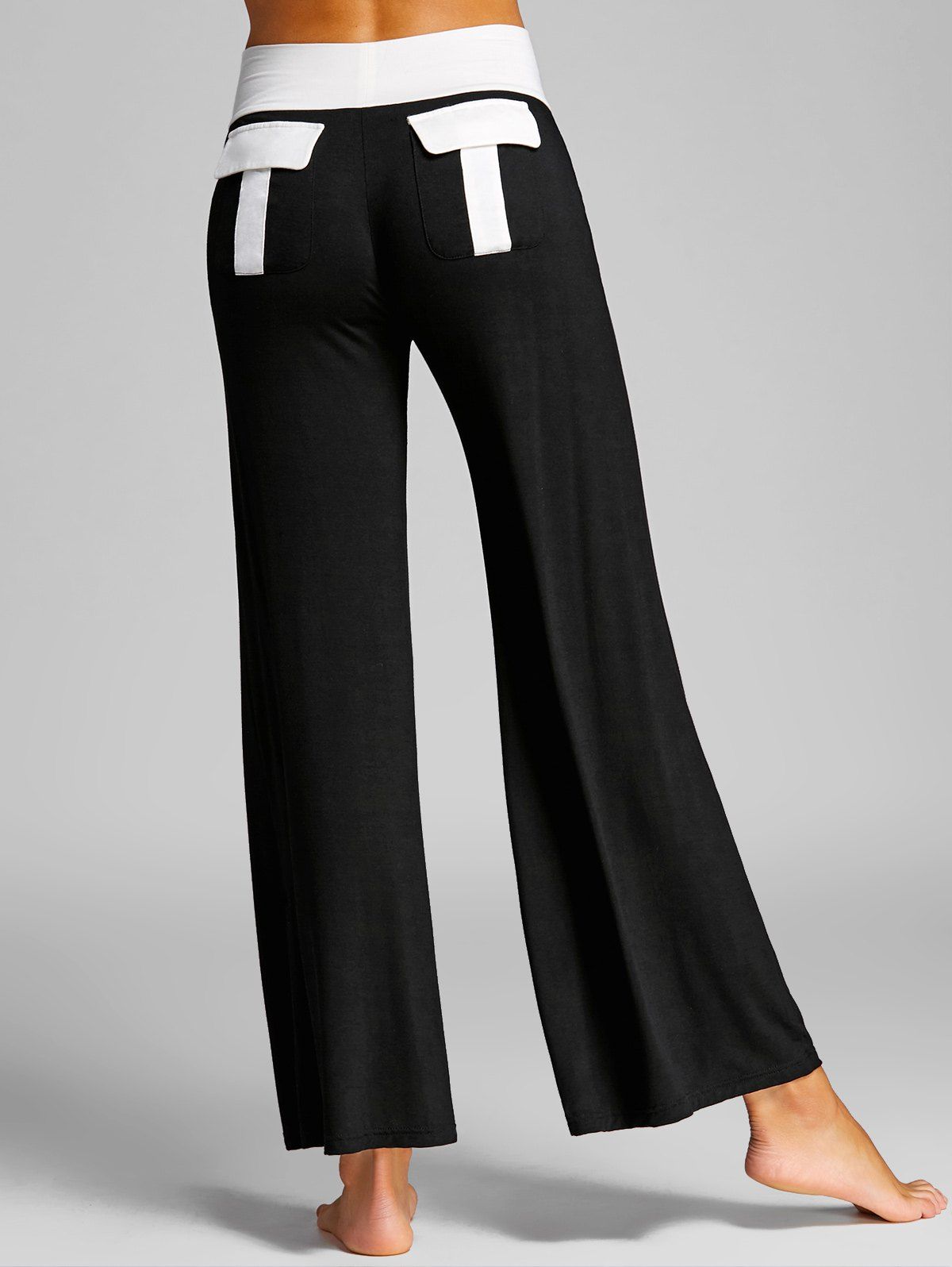 

High Waisted Color Block Palazzo Pants, Black