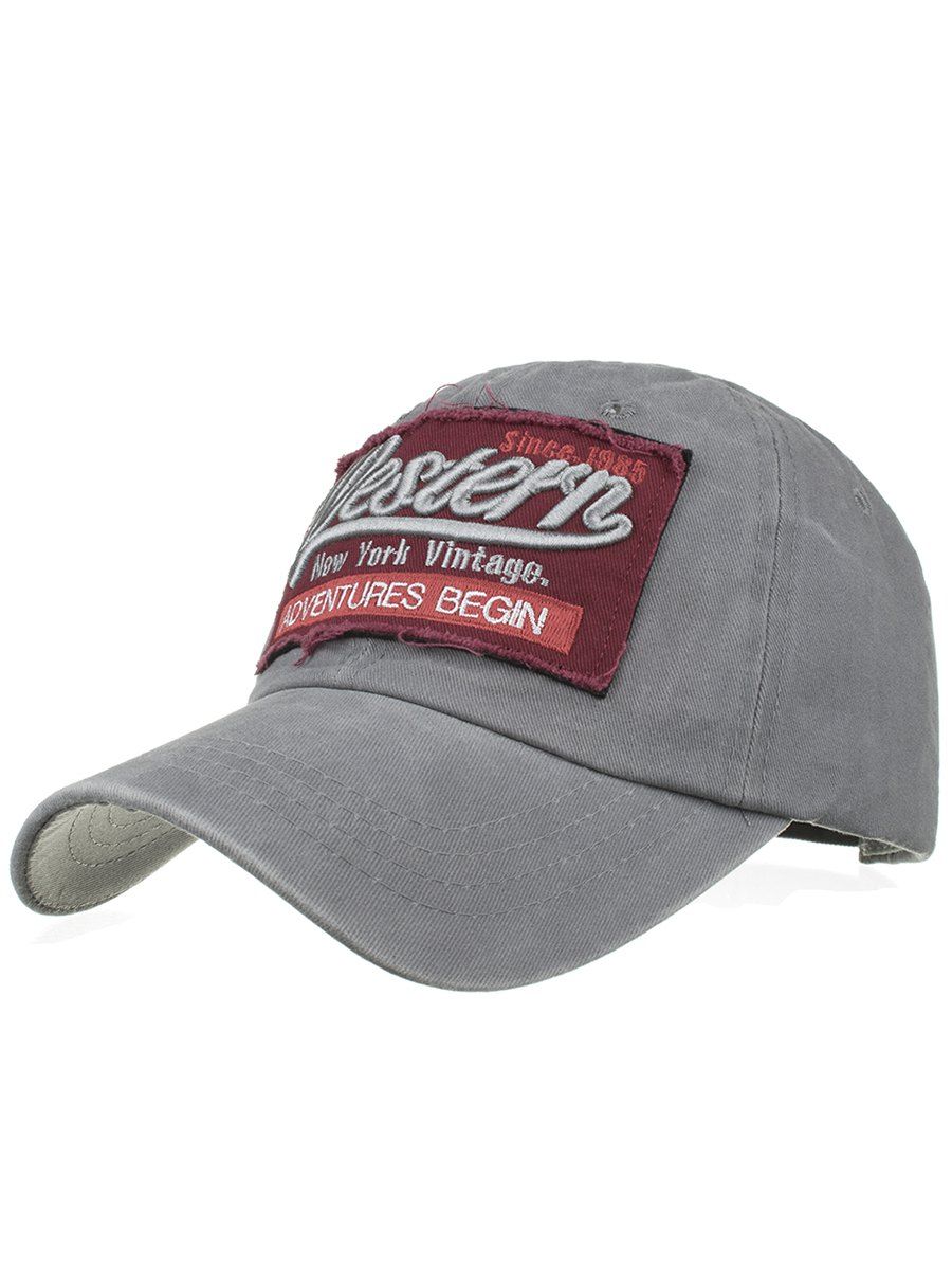 

Letter Sentence Embroidery Washed Baseball Hat, Gray