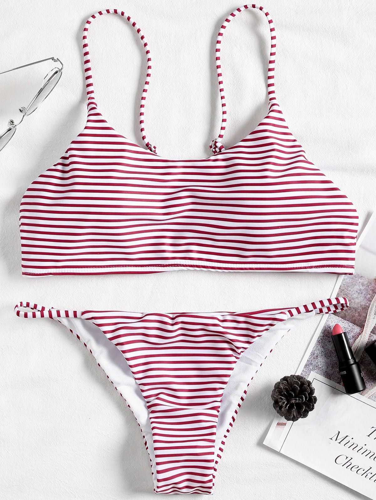 

Striped String Bikini Set, Red stripes