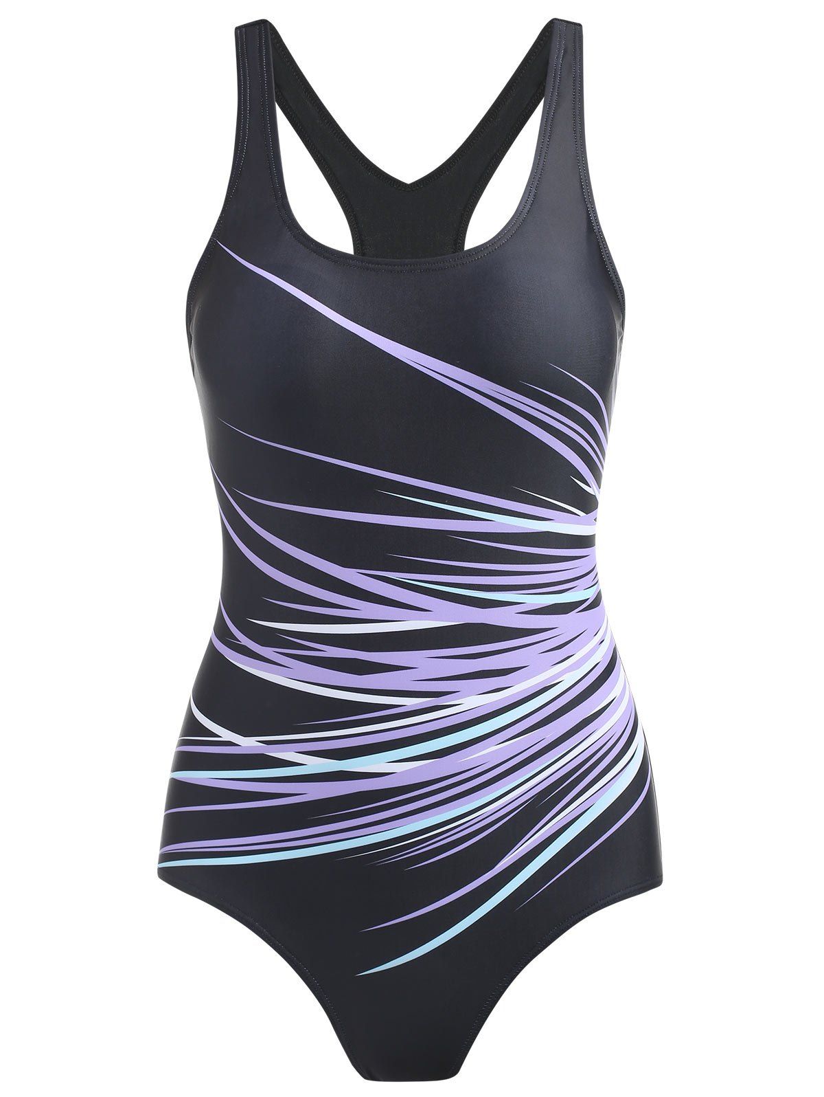 

One Piece Cut Out Racerback Swimsuit, Purple