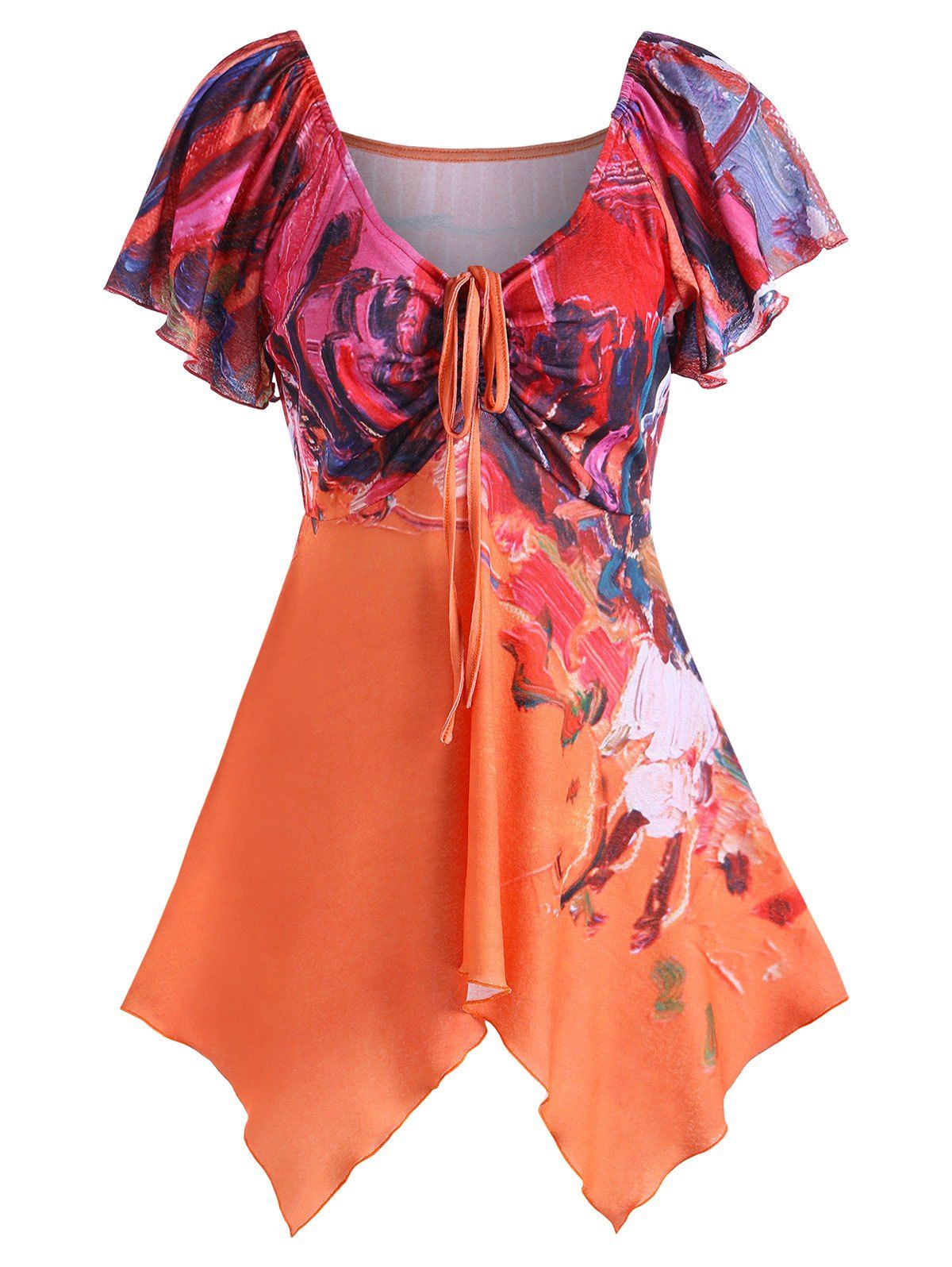 

Oil Painting Empire Waist Blouse, Colormix
