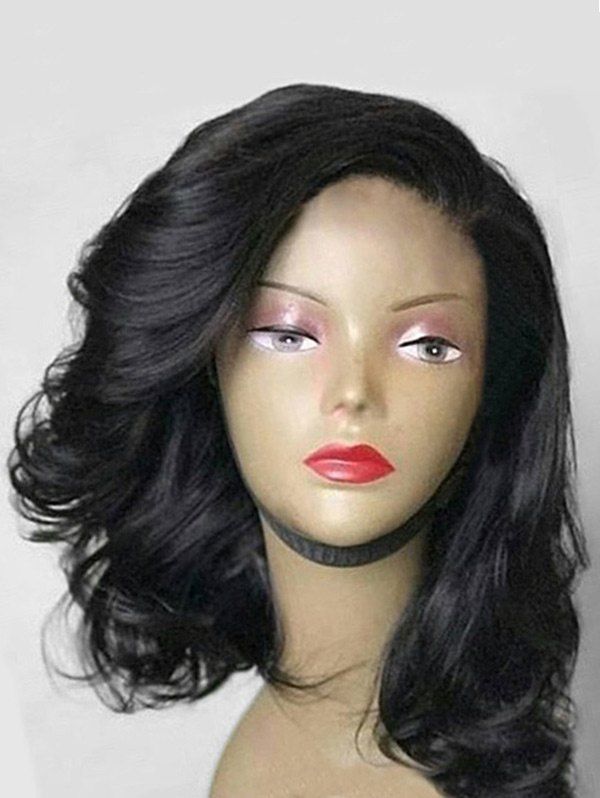 

Medium Side Part Synthetic Wavy Wig, Black