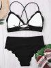 Bikini festonné à lacets -  