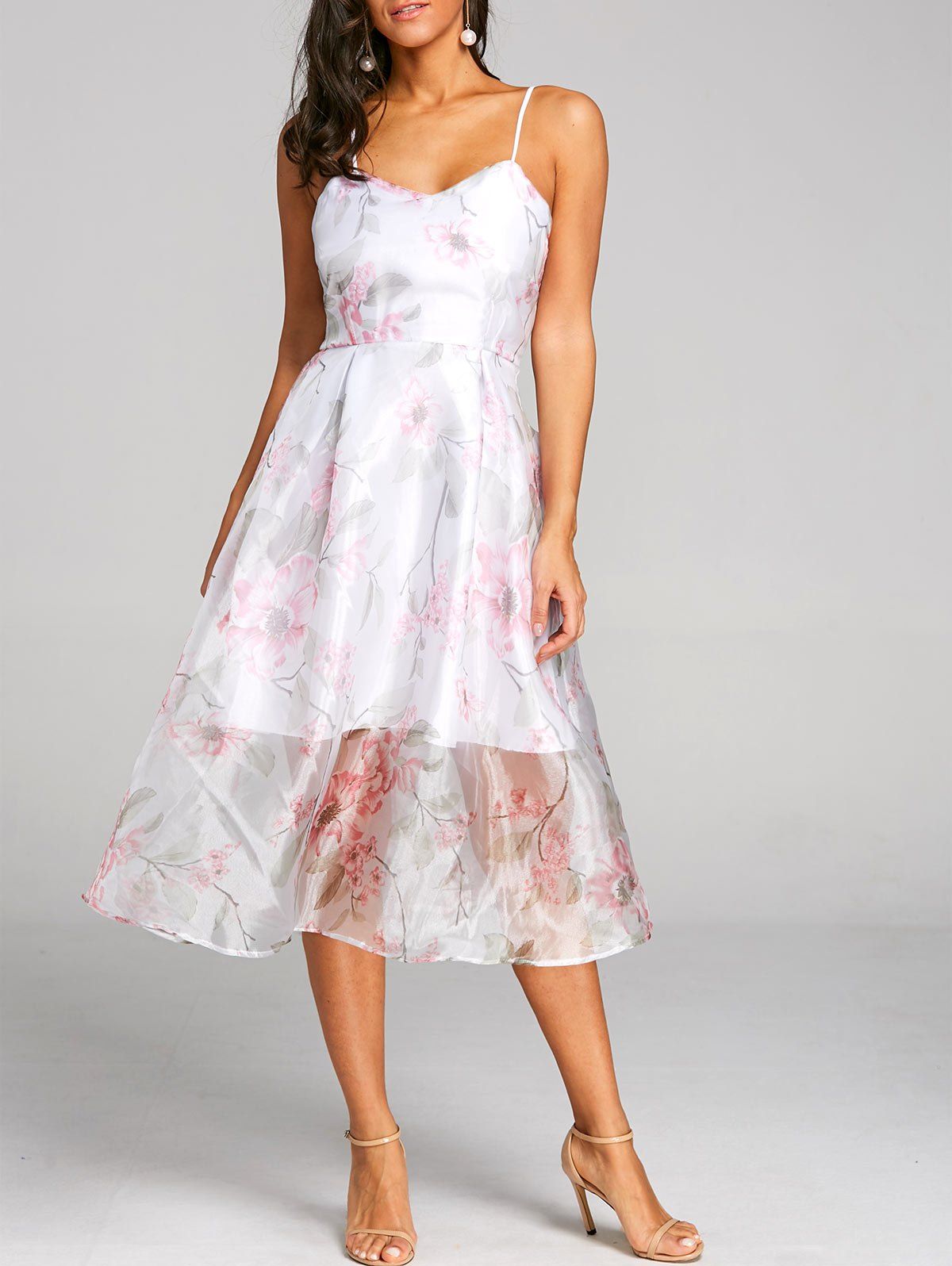 

Floral Printed Cami Overlay Dress, Pink