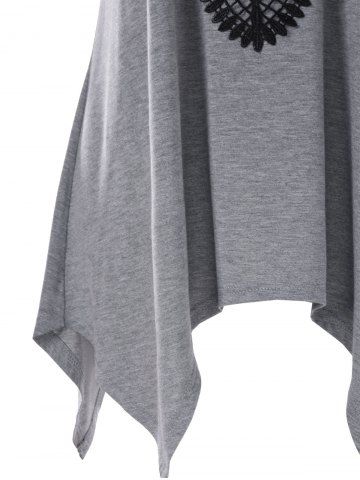 

Plus Size Lace Trim Crescent Hem Tank Top, Heather gray