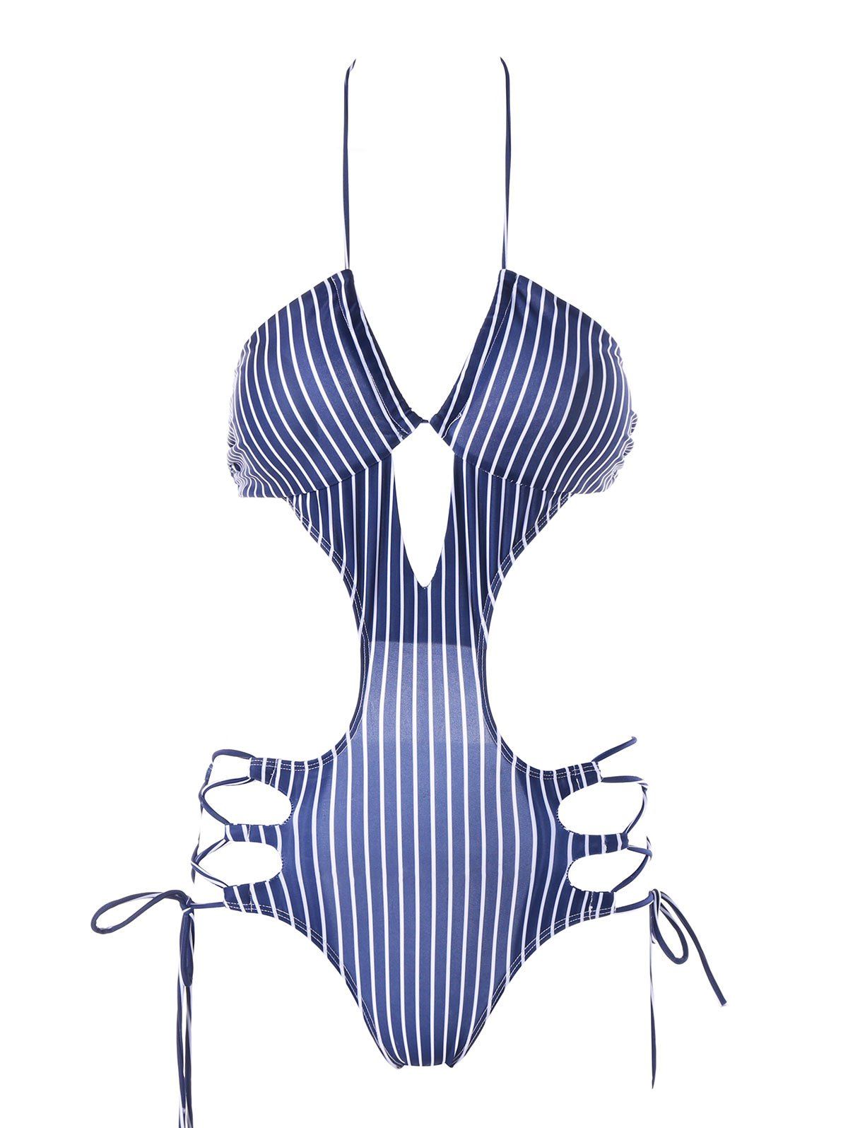

Cut Out Striped Swimwear, Blue and white