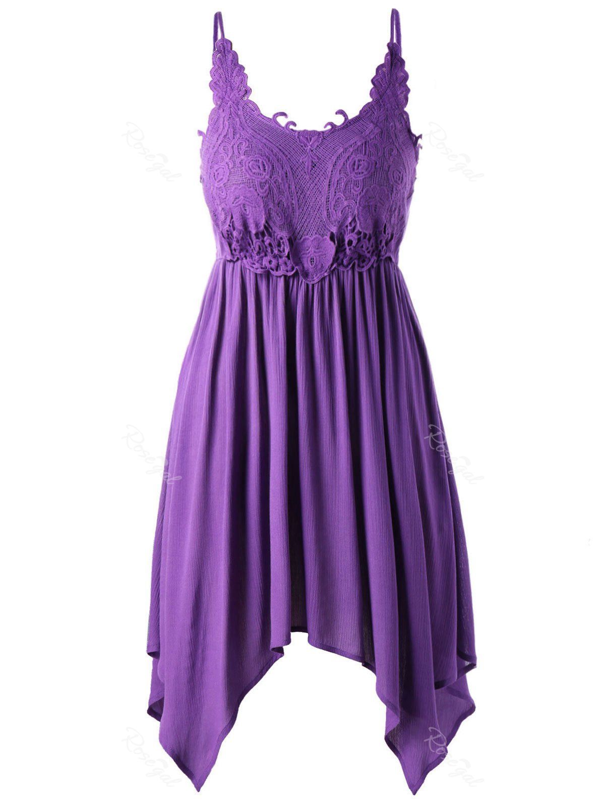 

Plus Size Lace Trim Slip Dress, Purple