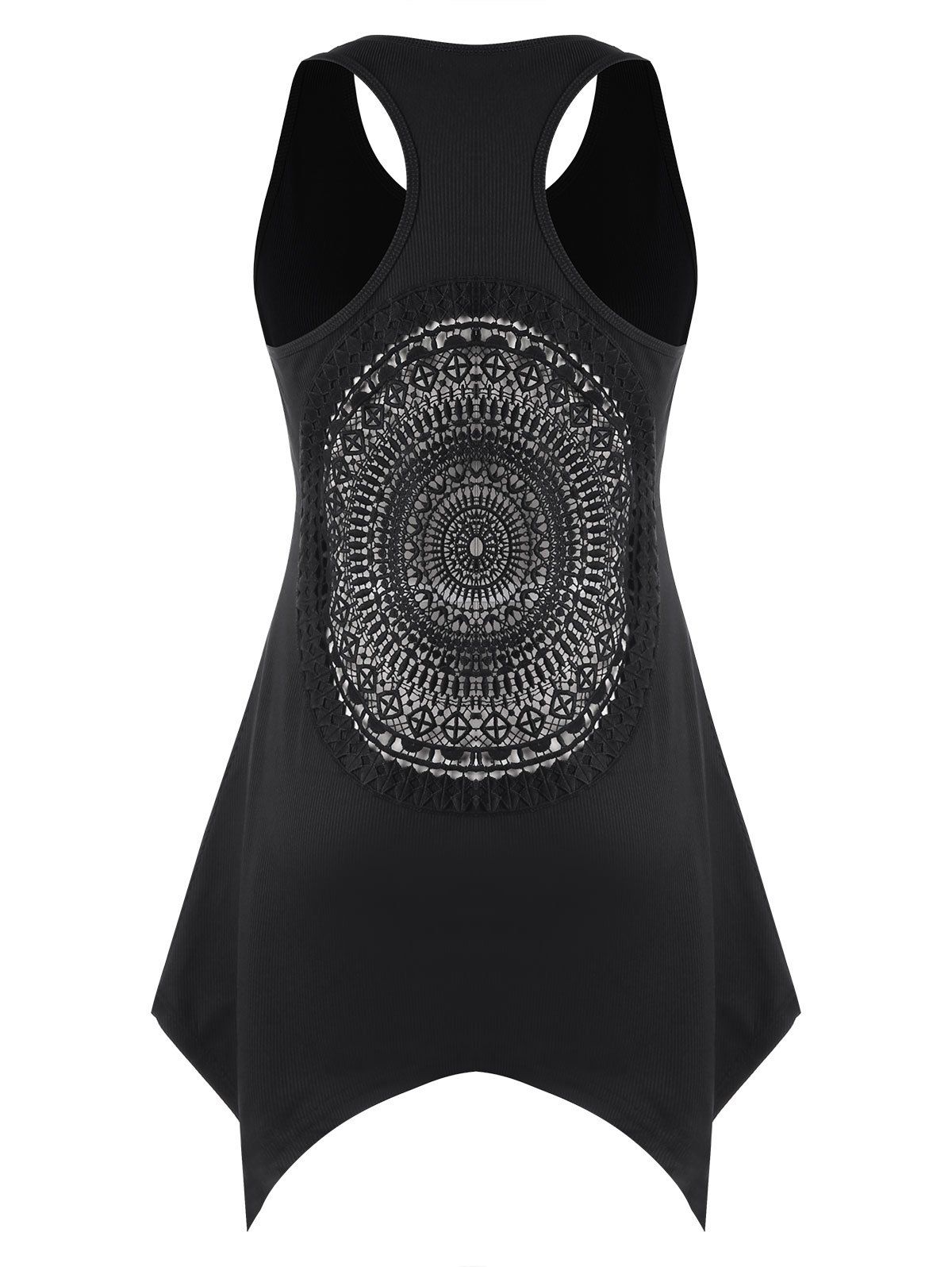 

Semi-sheer Cutwork Racerback Tank Top, Black