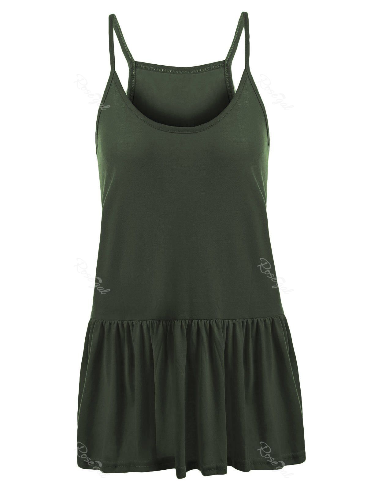 

Casual Plus Size Frilly Tank Top, Army green