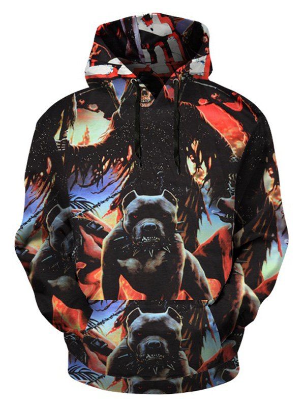 

Beast Print Pullover Hoodie with Kangaroo Pocket, Colormix