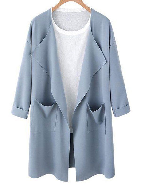 Trench-coat Avec Poche Ouvert Devant à Épaules Tombantes  