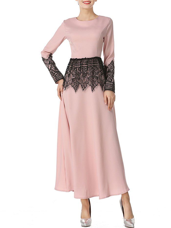

Mesh Panel Maxi Arabian Dress, Nude