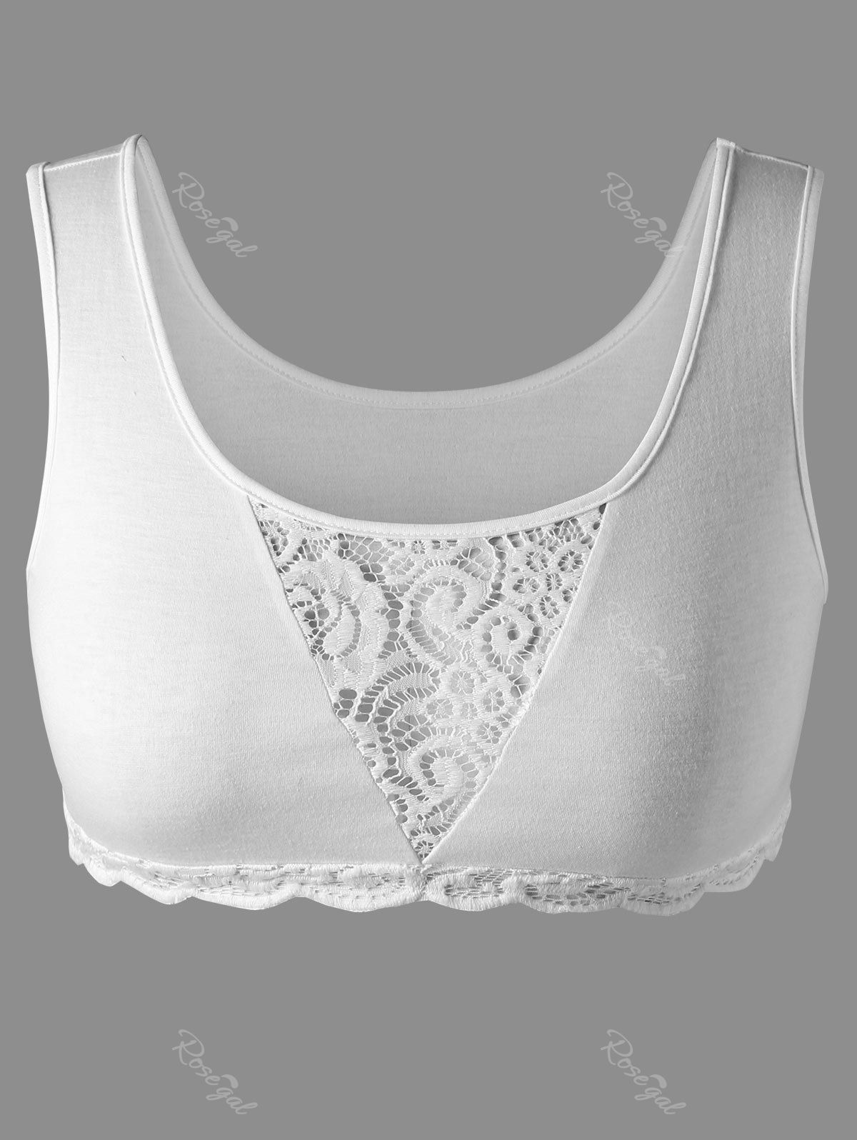 

Plus Size Lace Insert Cropped Tank Top, White