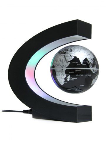 Discount C Shape Magnetic Levitation Floating Globe World Map with LED Light Decoration for Home Office 