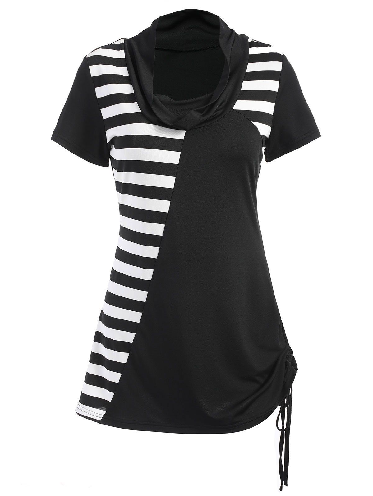 

Stripe Panel Short Sleeve T-shirt, White and black