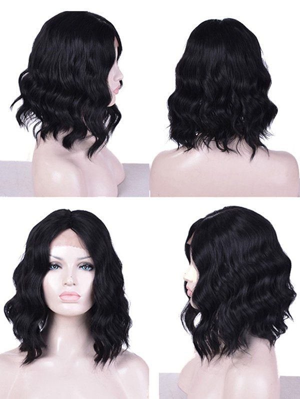 

Lace Front Medium Center Parting Natural Wavy Synthetic Wig, Black