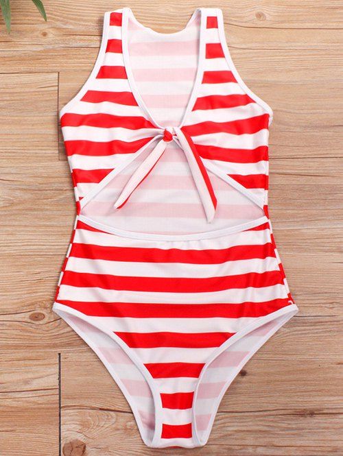 

Cut Out Knotted One-piece Swimsuit, Red