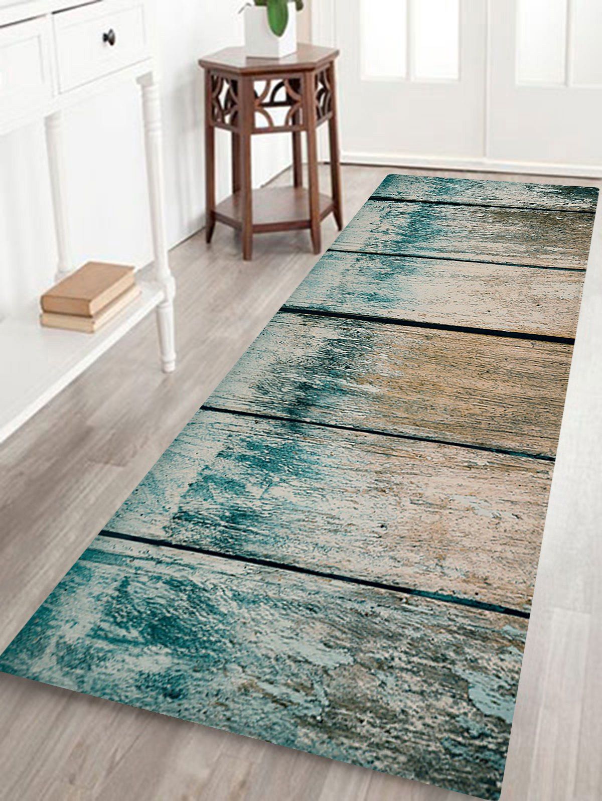 

Retro Laths Print Anti-skid Water Absorption Area Rug, Colormix