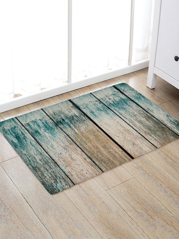 

Retro Laths Print Anti-skid Water Absorption Area Rug, Colormix