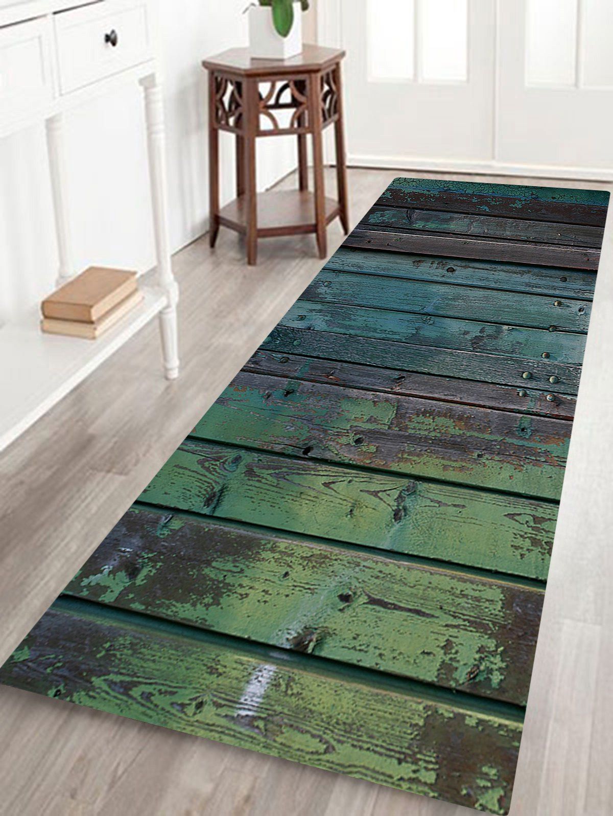

Wood Grain Print Anti Skid Floor Rug, Green