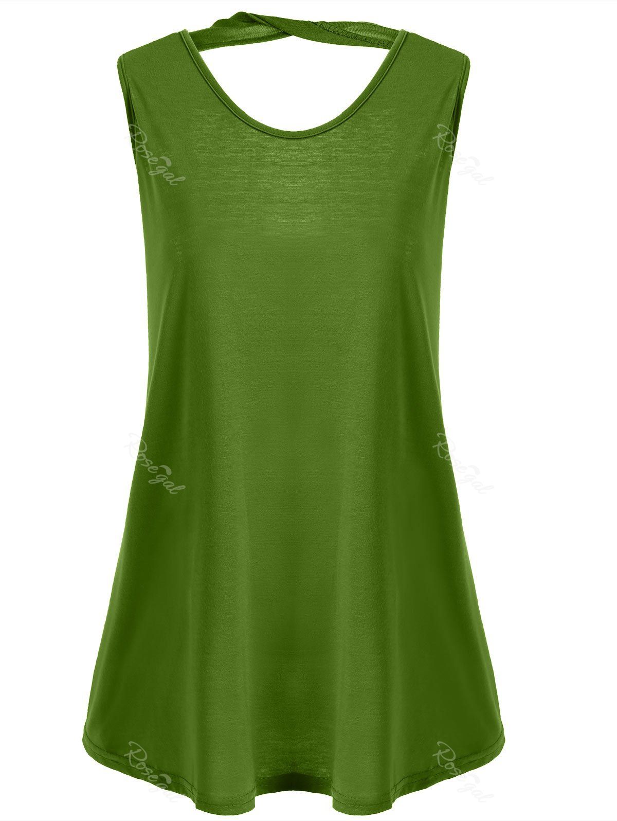 

Cutout Plus Size Summer Tank Top, Army green