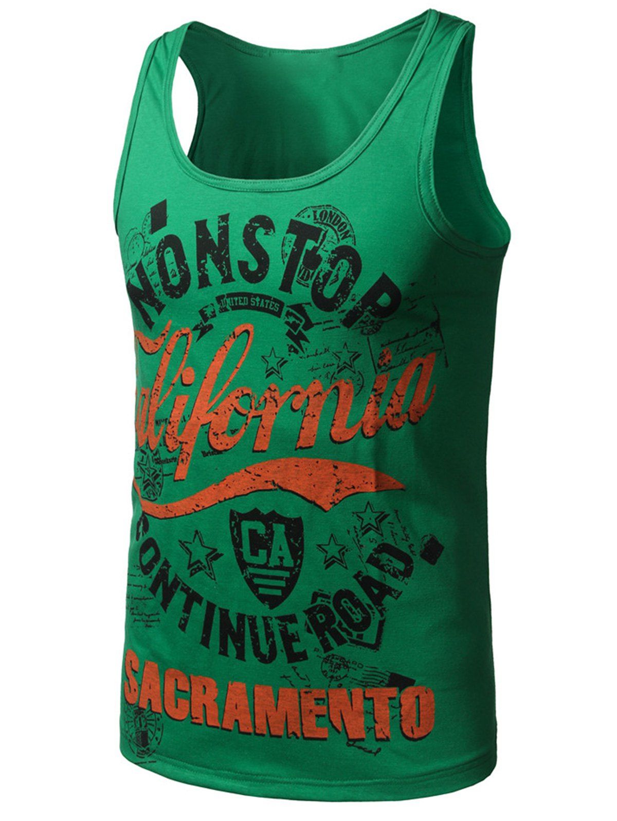 

Graphic Print Cotton Blends Tank Top, Green