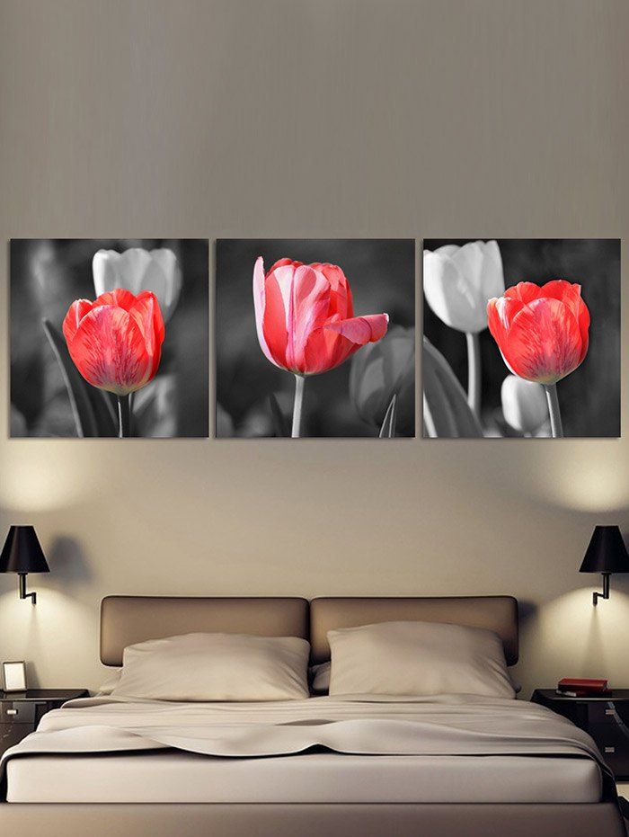 

Flowers Print Unframed Split Canvas Paintings, Colorful
