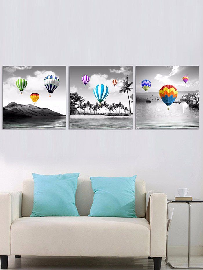 Flying Colorful Balloons Printed Split Canvas Paintings