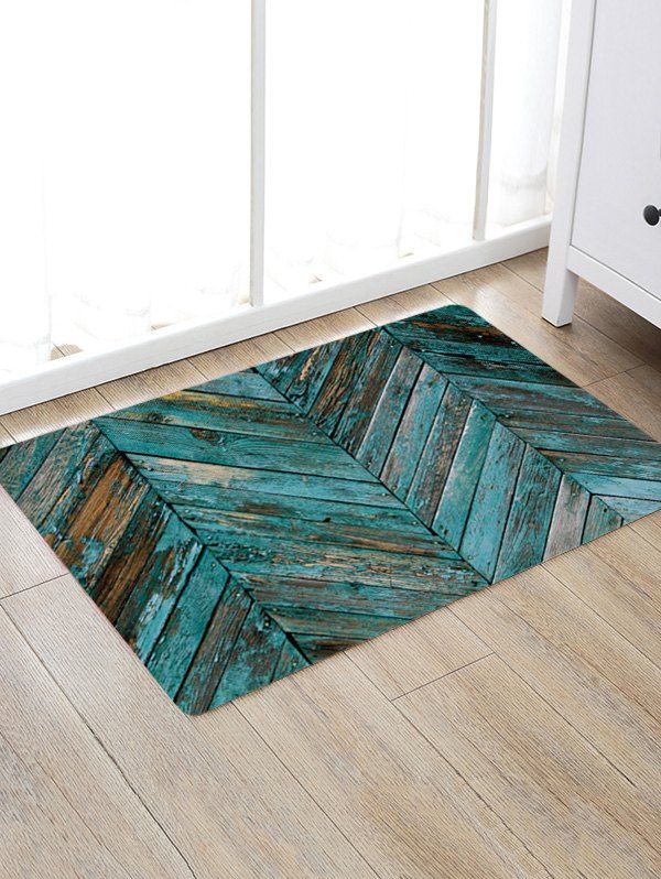 

Retro Wood Grain Pattern Indoor Outdoor Area Rug, Lake blue