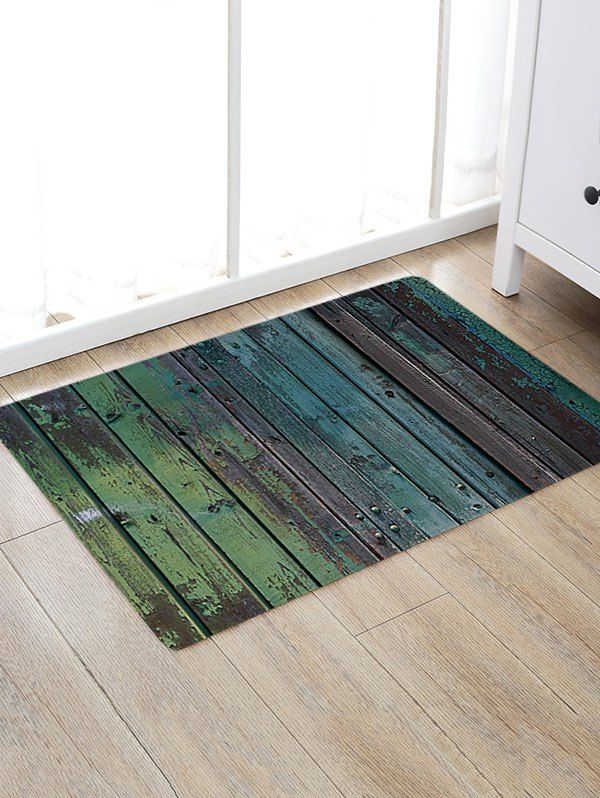 

Wood Grain Print Anti Skid Floor Rug, Green