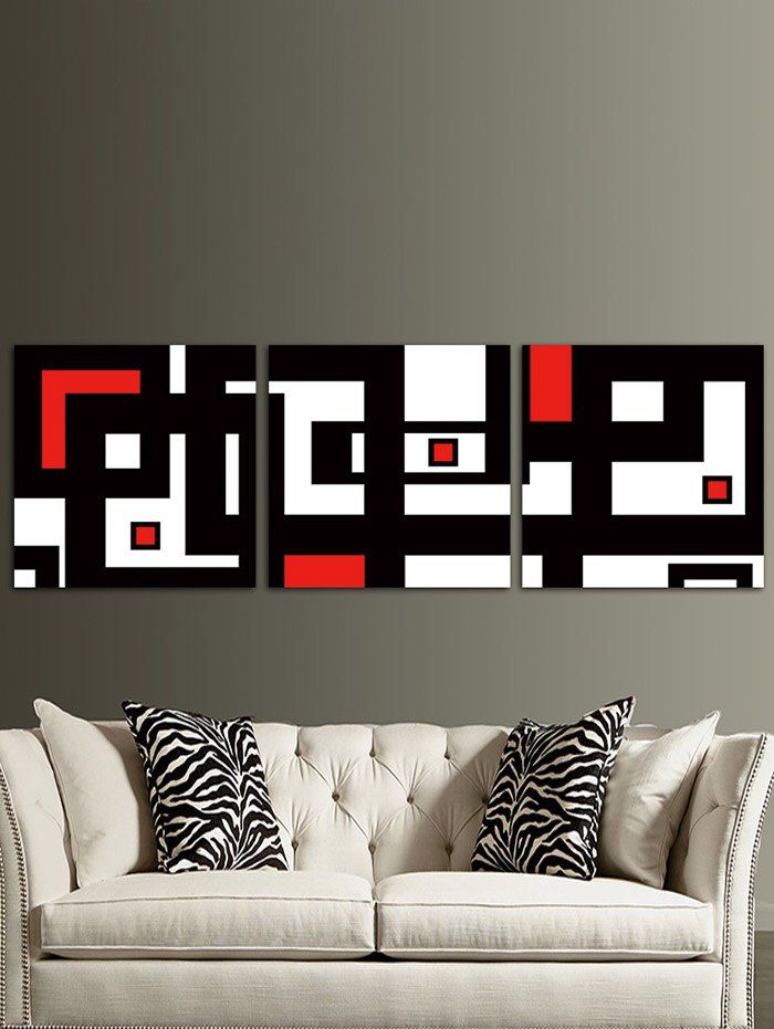 

A Maze Map Printed Unframed Canvas Wall Art Paintings, Black and white and red