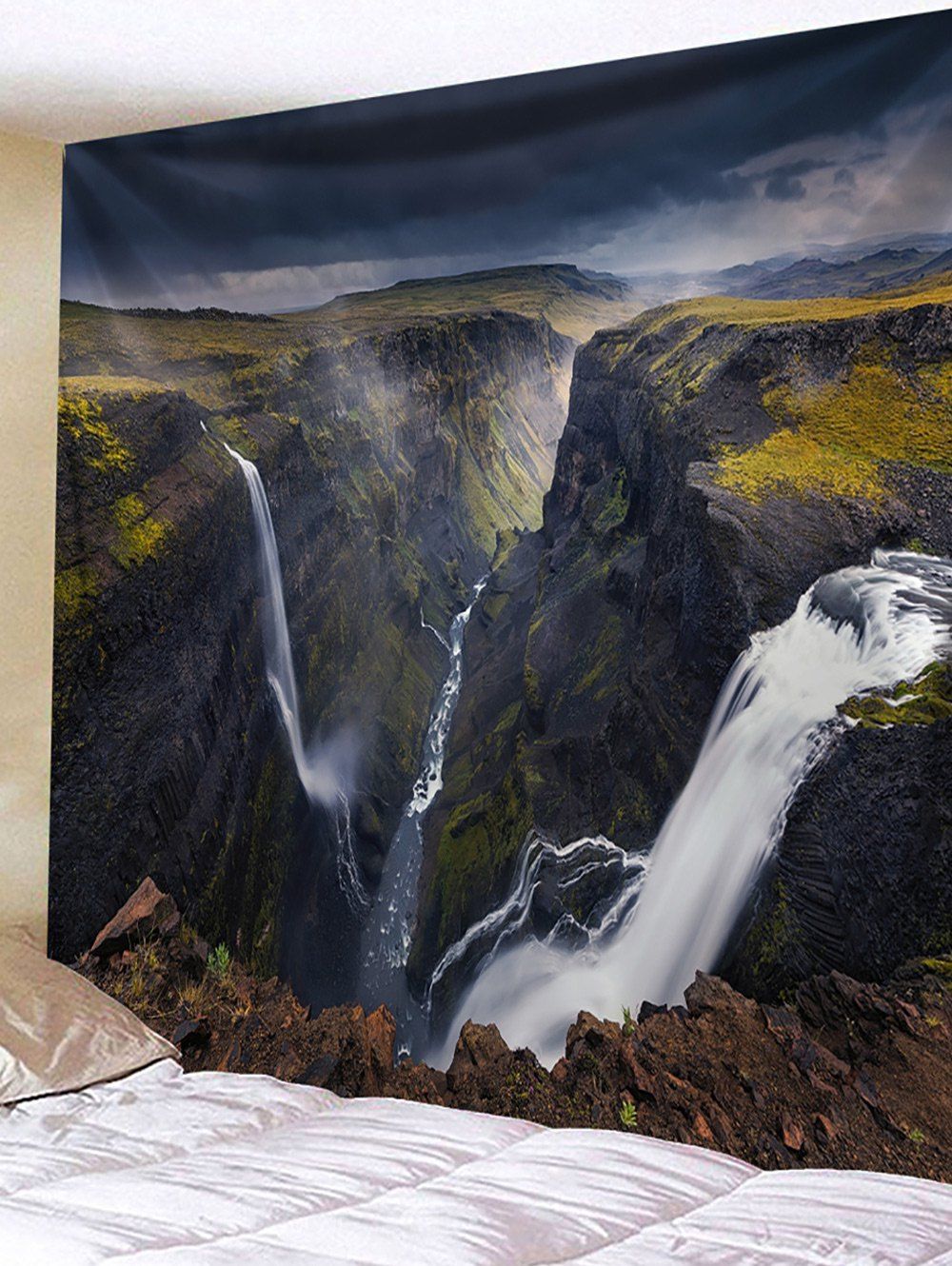 

Mountains Waterfall Print Tapestry Wall Hanging Art Decoration, Colormix