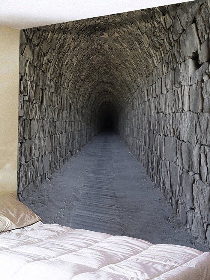

Underground Tunnel Printed Wall Tapestry, Dark gray