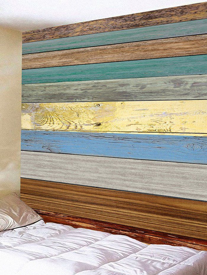 

Colorful Wood Grain Board Printed Wall Art Tapestry