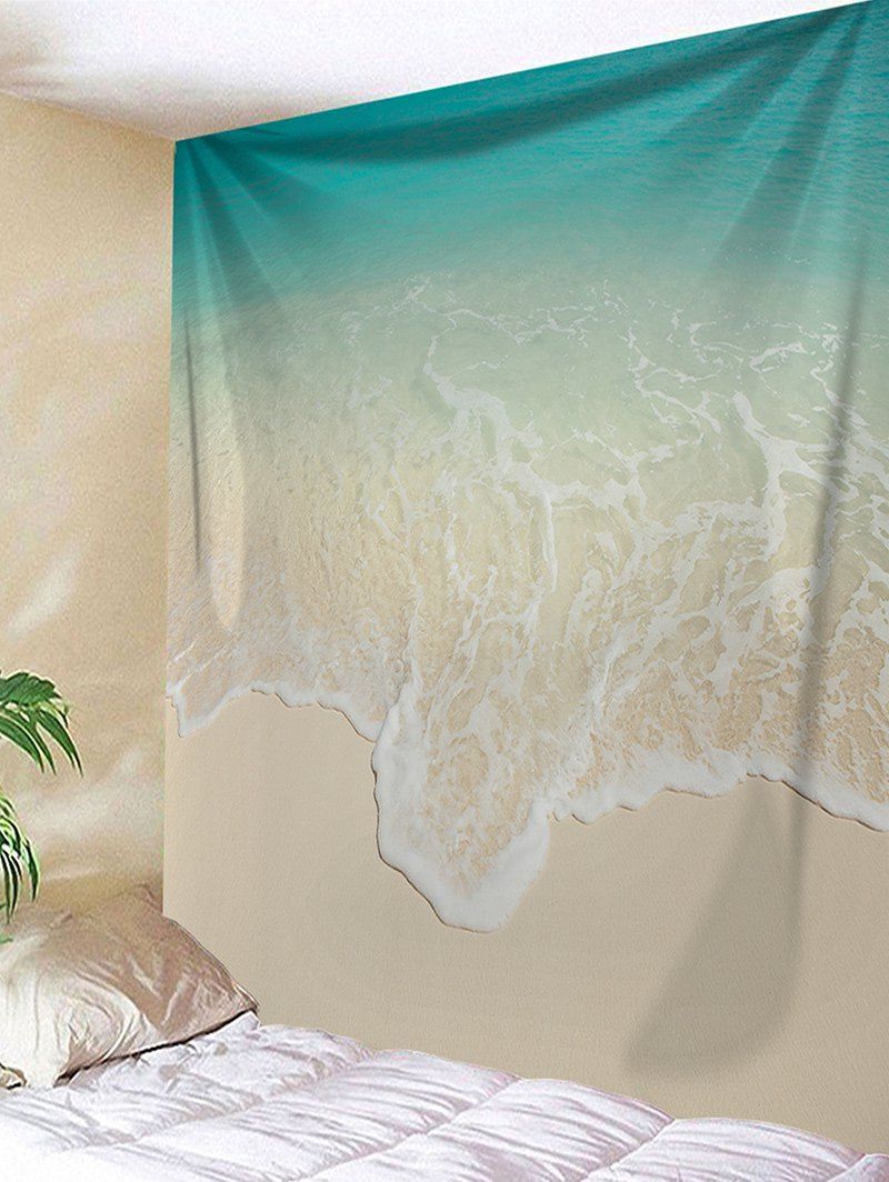 

Beach Sea Waves Print Wall Tapestry, Cloudy