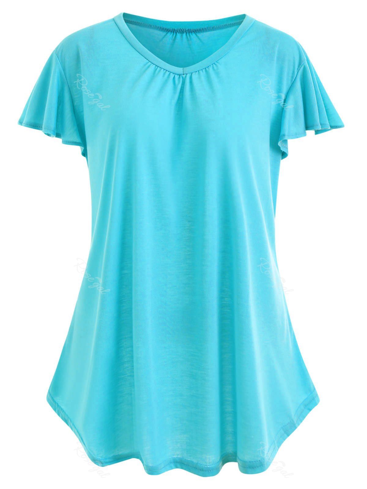 

Plus Size Simple T-shirt, Lake blue