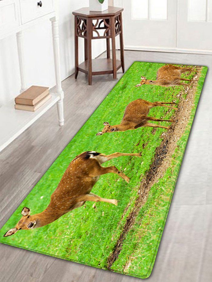 

Cute Deer Pattern Floor Area Rug, Green