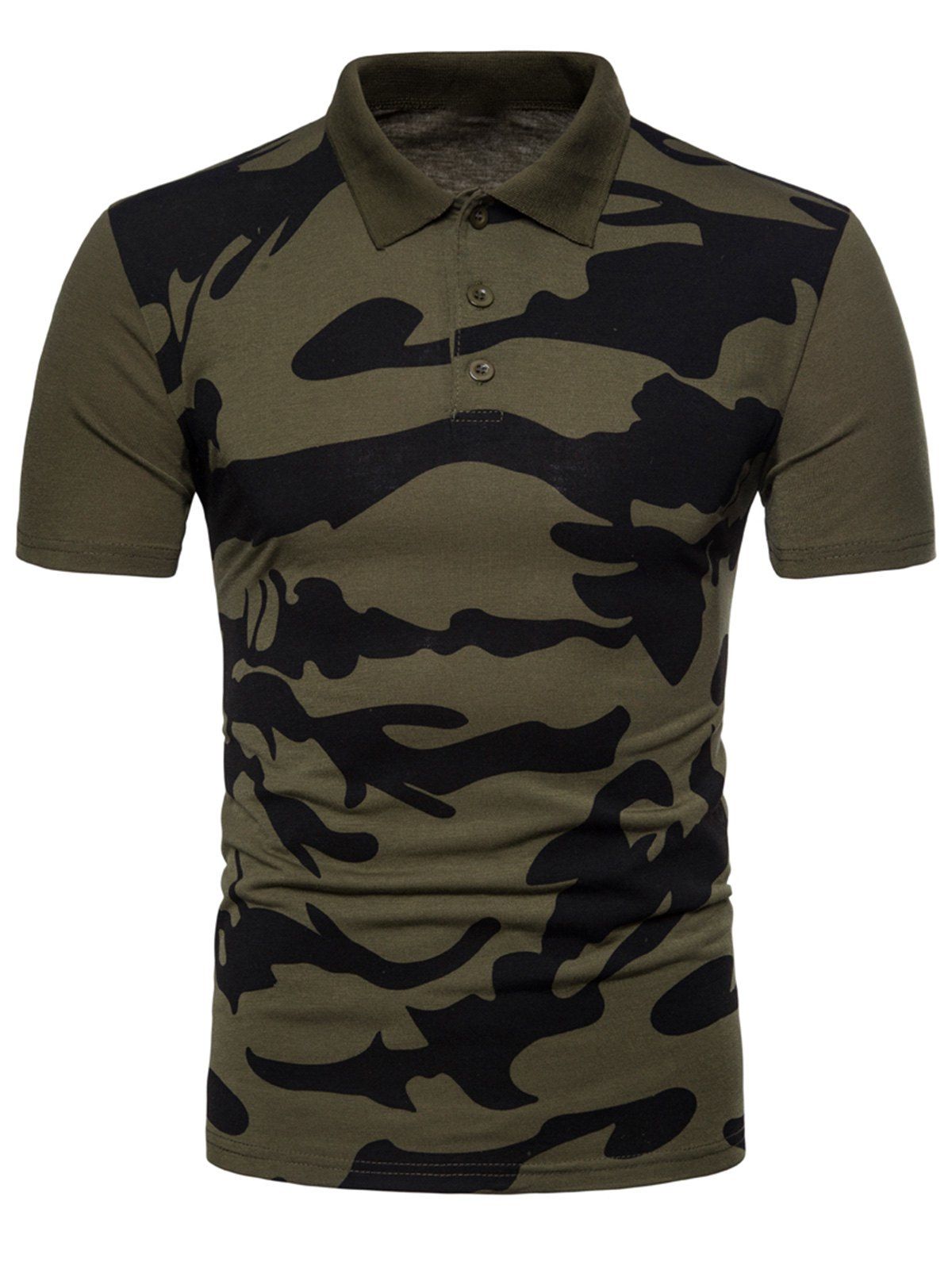 

Camo Print Fitted Polo Shirt, Army green