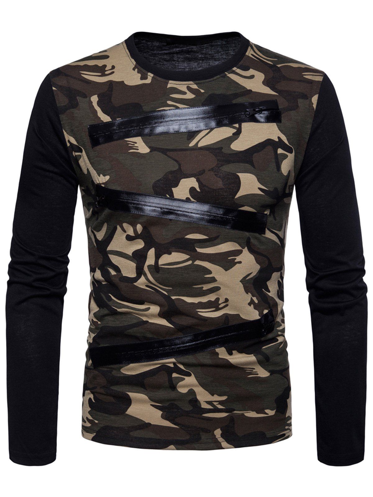 

Long Sleeve Camo Pattern T-shirt, Earthy