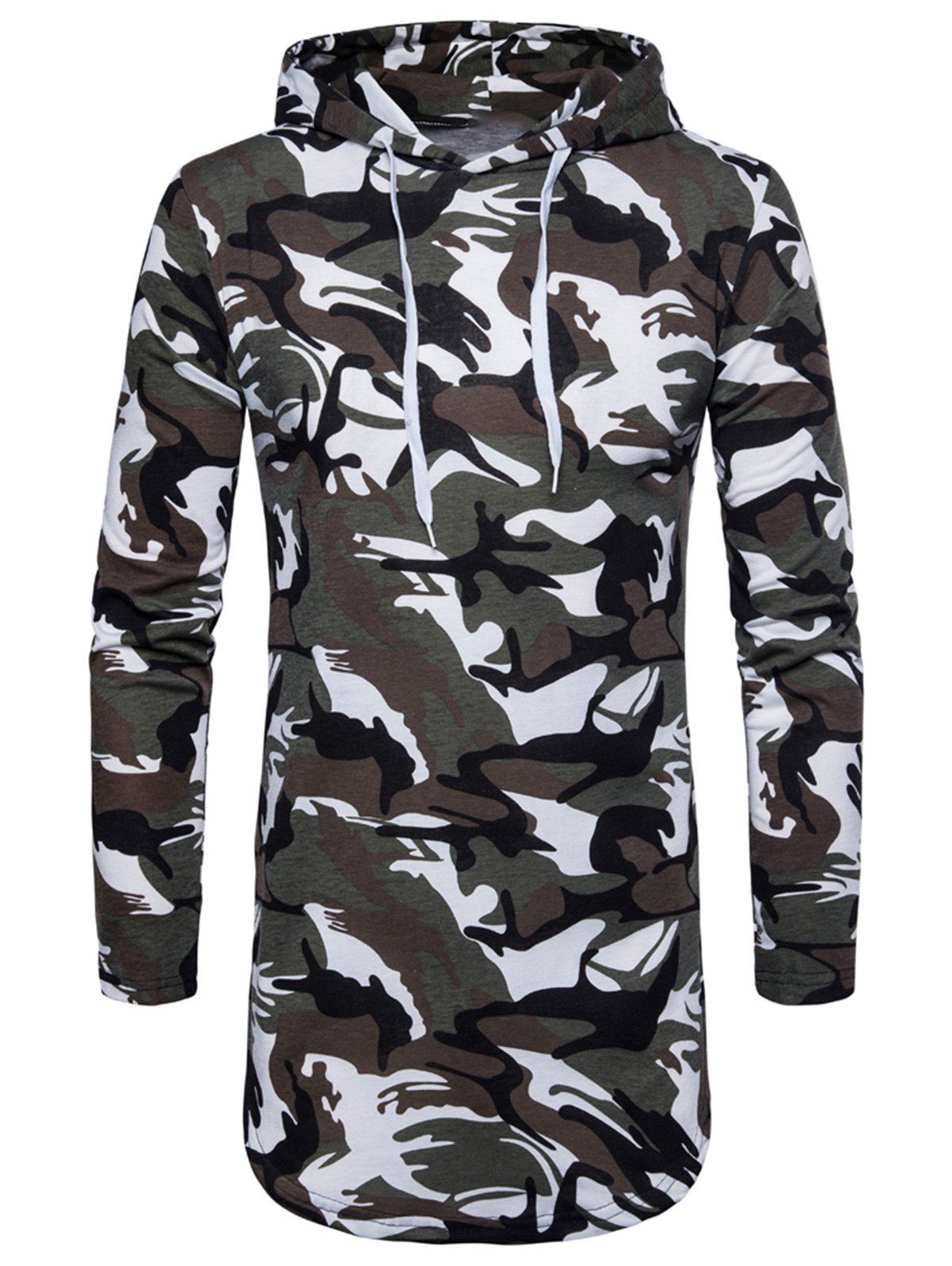 

Drawstring Camouflage Hoodie, White