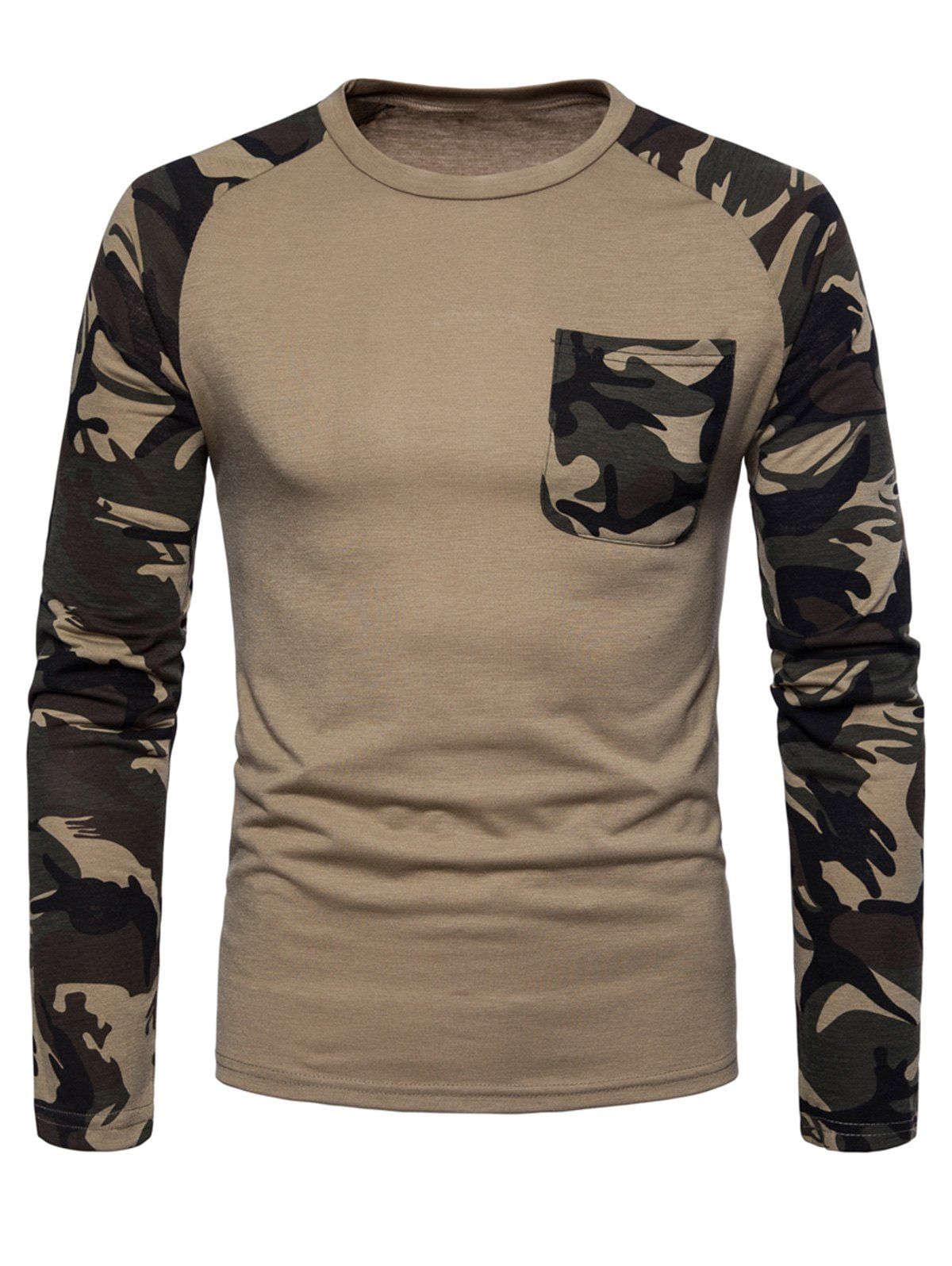 

Pocket Camouflage Long Sleeve T-shirt, Khaki