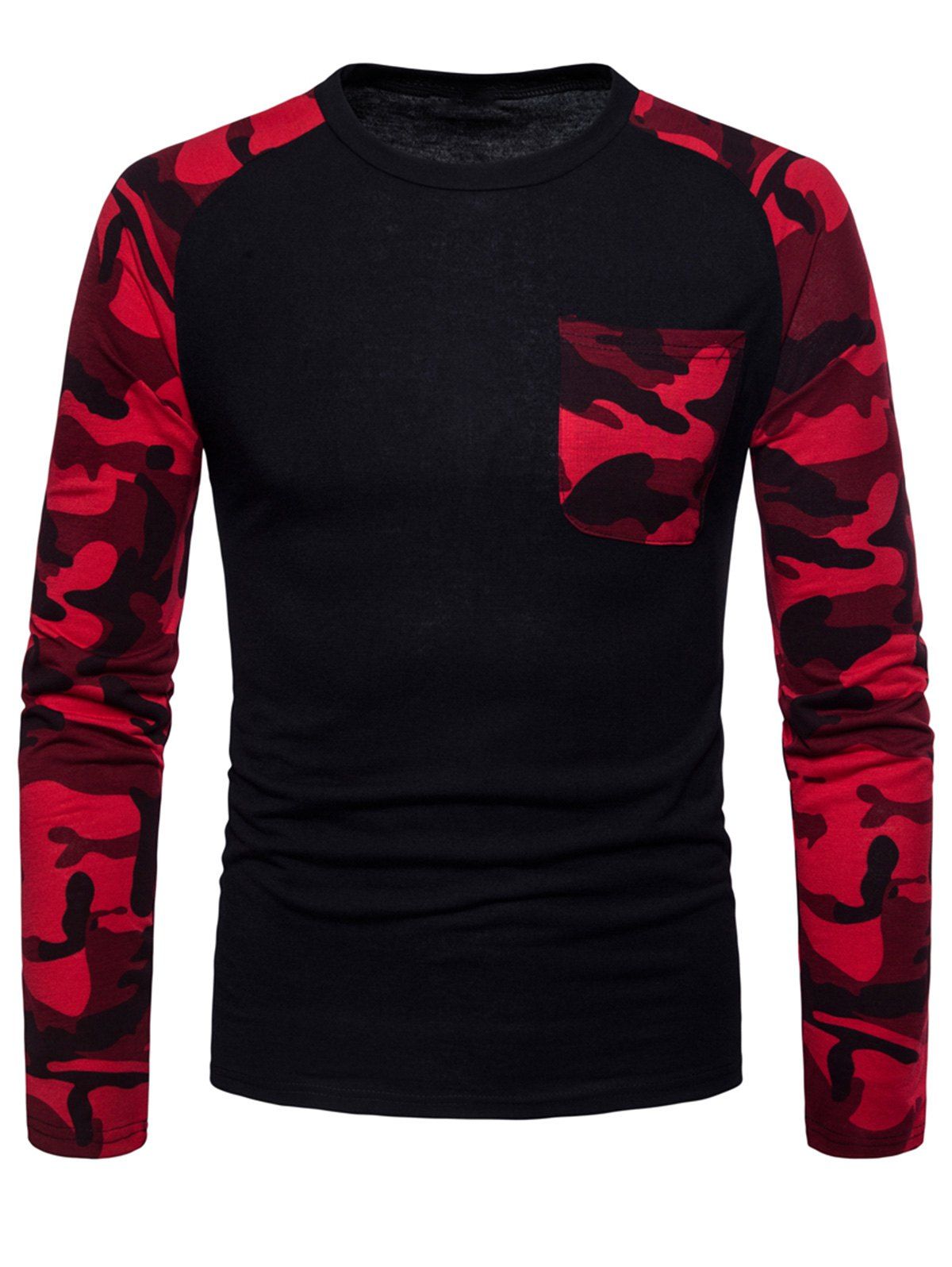 

Pocket Camouflage Long Sleeve T-shirt, Black