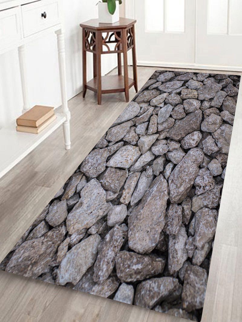 

Irregular Stones Print Floor Area Rug, Gray