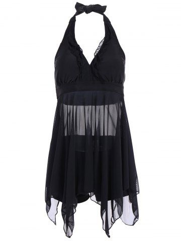 cheap plus size see through frilly handkerchief swimsuit