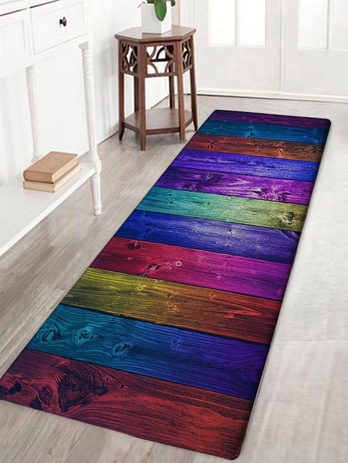 

Colorful Wood Grain Background Print Floor Rug