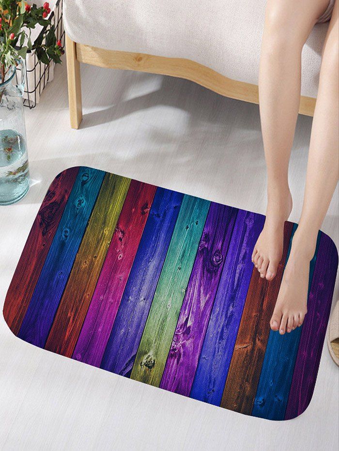

Colorful Wood Grain Background Print Floor Rug