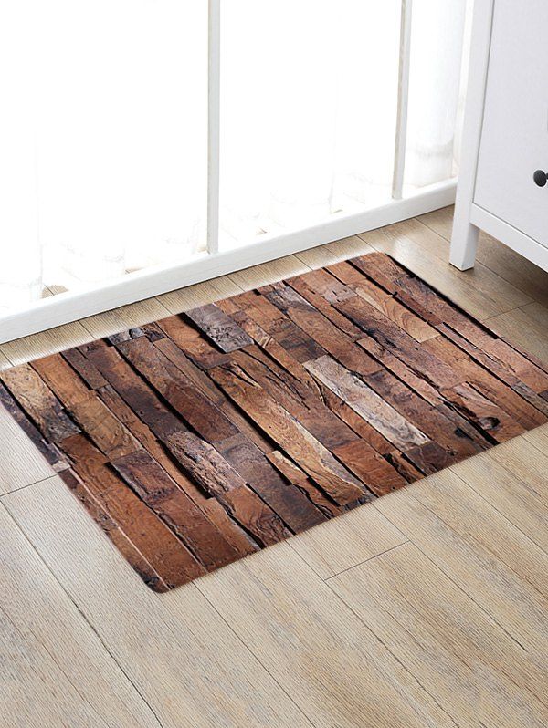 

Vintage Wood Grain Print Area Rug, Brown