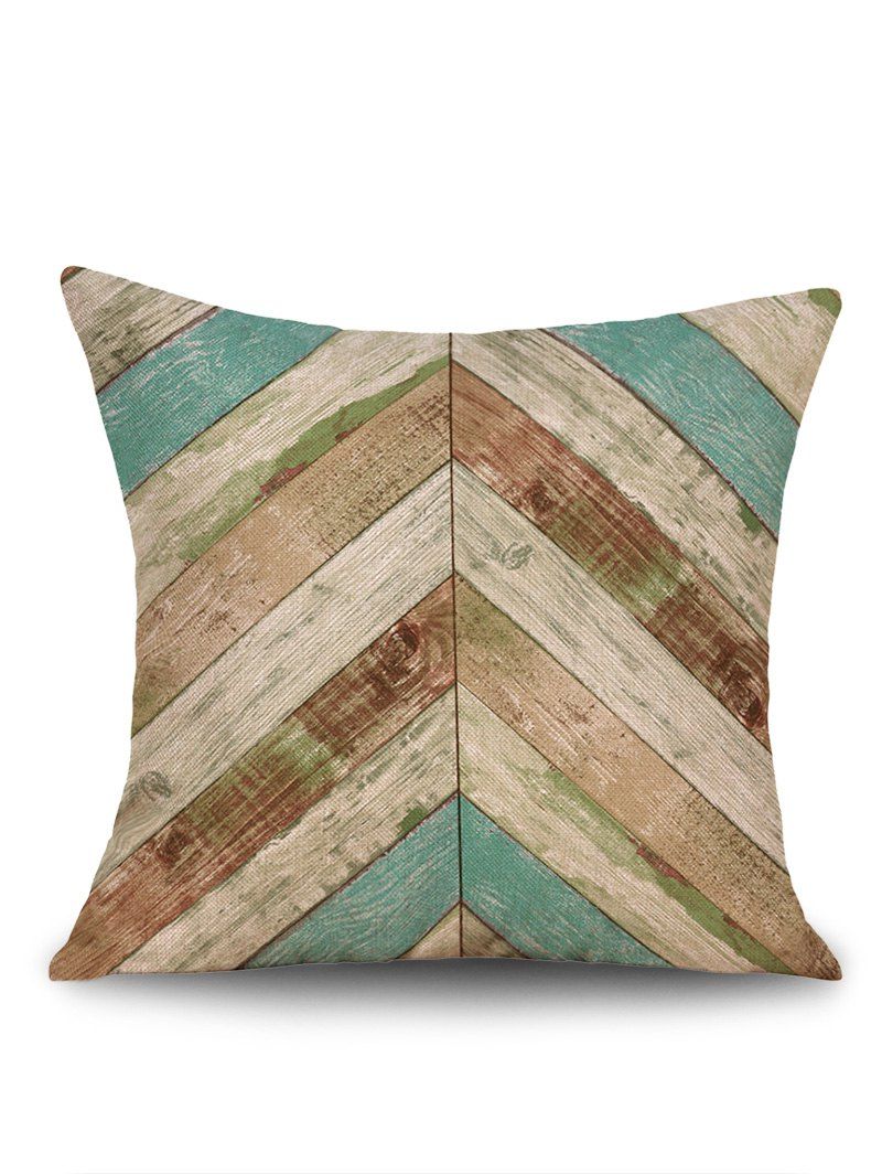 

Geometric Wood Grain Print Decorative Linen Pillowcase, Lake blue