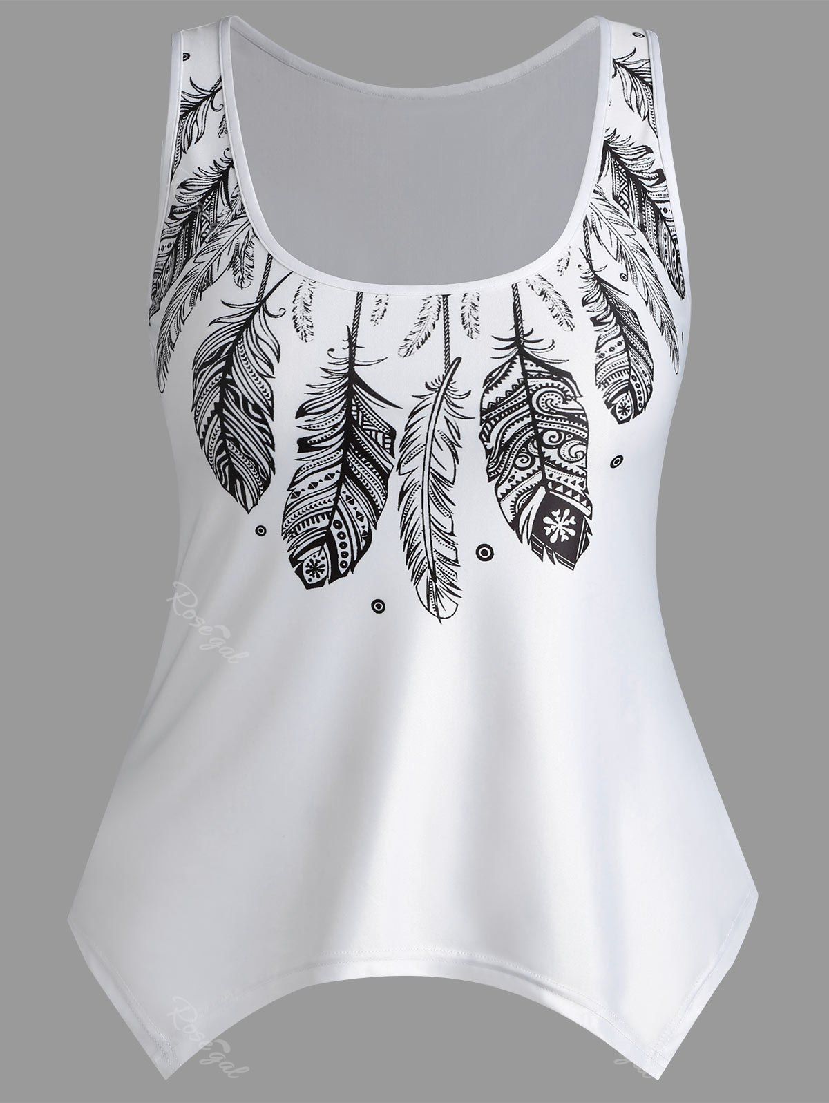 2019 tribal print handkerchief plus size tank top