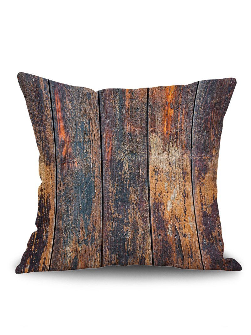 

Broken Wood Board Print Decorative Pillow Cover, Brown